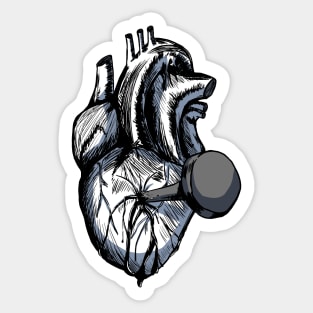 Nailed Through the Heart (Black and White) Sticker